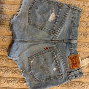 Levi's Light Blue Distressed Jean Shorts